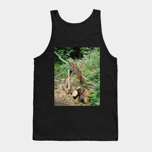 Old Wooden Sawhorse in Forest Tank Top by jojobob